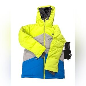 DC Shoes Youth Kids Down Snowboard Ski Jacket Size Small Yellow Blue Winter NWT